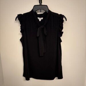 Calvin Klein Black Tie Front Ruffle Sleeve Blouse Medium
